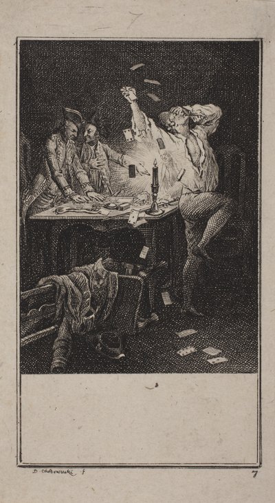Esercita la pazienza e il disprezzo per la ricchezza (Übung der Gedult und der Verachtung des reichthums) da Daniel Nikolaus Chodowiecki