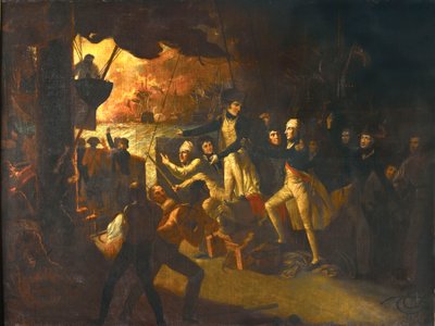 Nelson che sale sul ponte alla Battaglia del Nilo da Daniel Orme