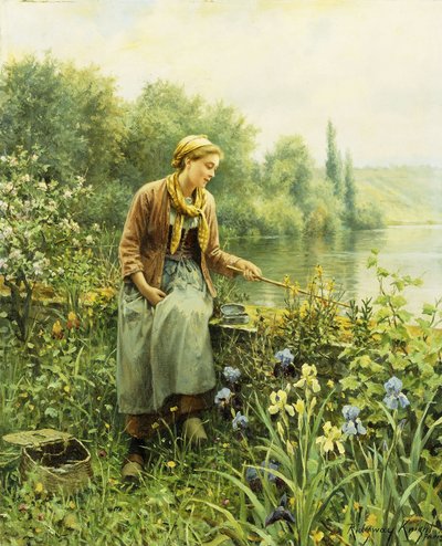 Pesca in un Giorno di Primavera da Daniel Ridgway Knight