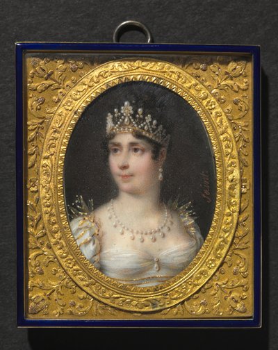 Ritratto di Joséphine de Beauharnais, imperatrice di Francia, 1806 circa (acquerello su avorio in una cornice di metallo dorato e smalto) da Daniel Saint