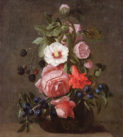 Natura Morta di Fiori e Bacche Misti in un Vaso di Vetro da Daniel Seghers