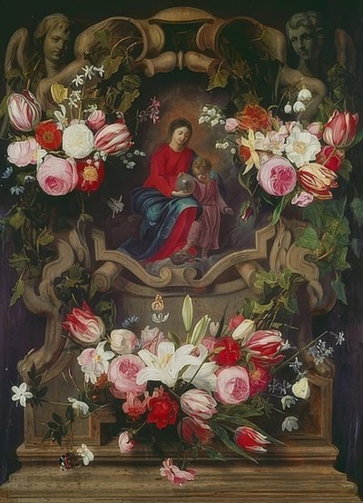 Corona di fiori con Madonna e Bambino da Daniel Seghers