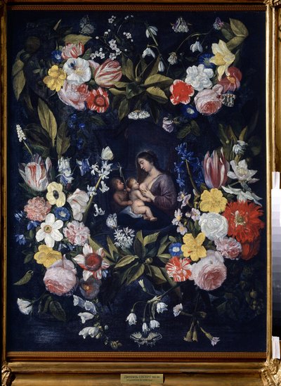 Corona di fiori con Madonna e Bambino da Daniel Seghers