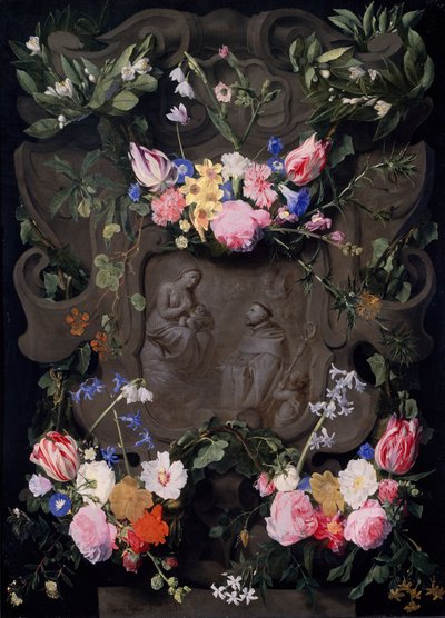 Il Miracolo di San Bernardo in una Ghirlanda di Fiori da Daniel Seghers