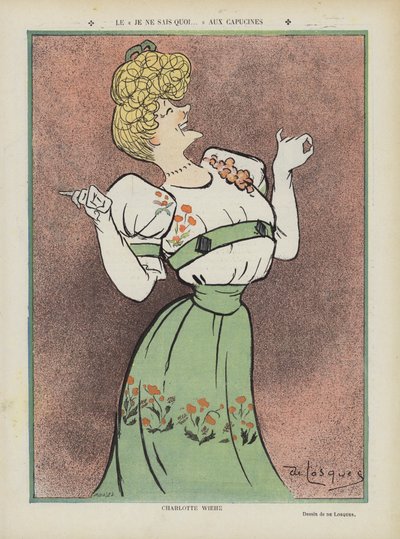 Charlotte Wiehe, attrice danese. Illustrazione per Le Rire da Daniel de Losques
