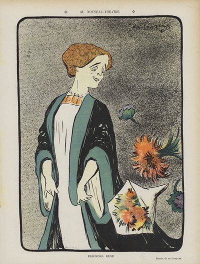 Eleonora Duse, attrice italiana. Illustrazione per Le Rire da Daniel de Losques