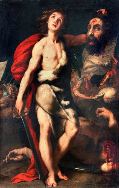 Davide vincitore del gigante Golia tiene la sua testa in mano Dipinto di Daniele Crespi (1598-1630) 1623 Palazzo Borromeo, Isola Bella, Stresa Italia da Daniele Crespi