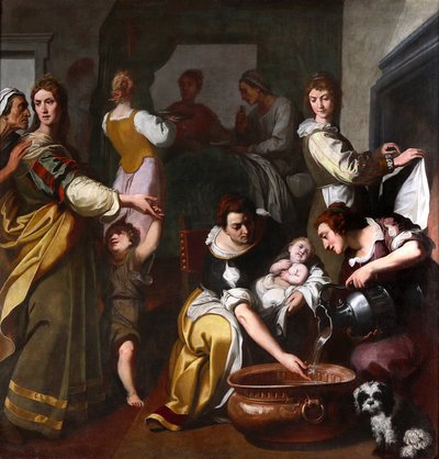 Vita della Vergine: “La Nascita di Maria” Dipinto di Daniele Crespi (1598-1630) XVII secolo Museo della Basilica di Santa Maria Assunta, Gallarate, Italia da Daniele Crespi