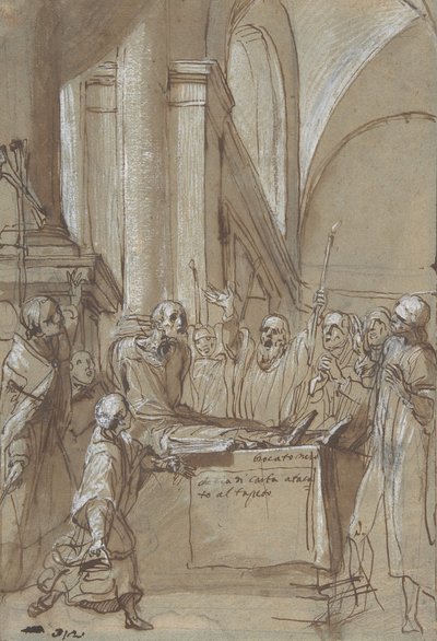 Raymond Diocrès che parla durante il suo funerale dalla Vita di San Bruno di Colonia da Daniele Crespi