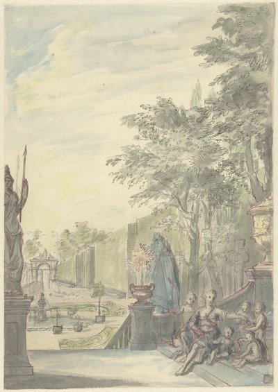 Veduta da una terrazza in un giardino ornamentale da Daniël Marot (II)
