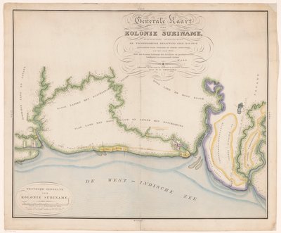 Deel van een kaart van Suriname da Daniël Veelwaard (I)