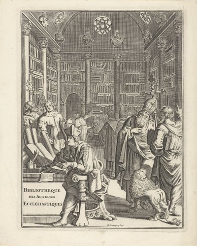 Interno di biblioteca con ecclesiastici da Daniël met de Penningen