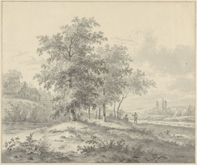 Paesaggio con due figure sotto gli alberi da Daniël van Oosterhoudt (possibly)