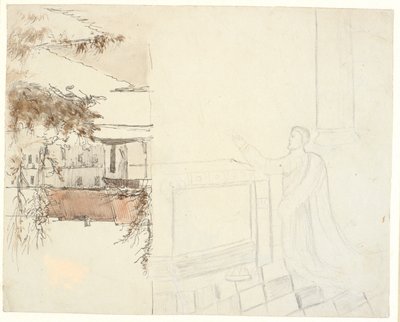 Un re inginocchiato davanti a un altare. Scena di strada da Dankvart Dreyer