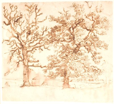 Paesaggio con grandi querce in primo piano da Dankvart Dreyer