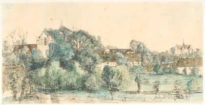 Vista verso la canonica e la chiesa di Ørbæk da Dankvart Dreyer