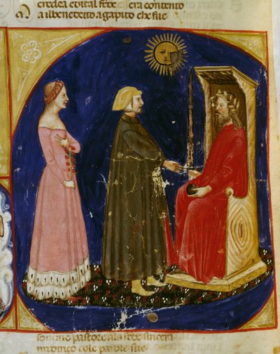 Dante e Beatrice incontrano Giustiniano, scena dal Paradiso, Canto VI, dalla Divina Commedia di Dante Alighieri da Dante Alighieri