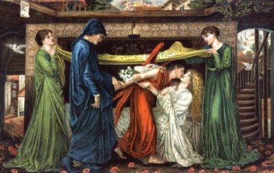 Dante Alighieri incontra Beatrice, ca 1900 da Dante Gabriel (after) Rossetti