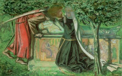 La tomba di Artù: Sir Launcelot si separa da Ginevra, 1854 da Dante Gabriel Charles Rossetti
