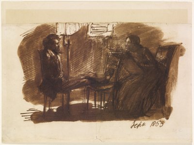 Elizabeth Siddal che disegna Rossetti da Dante Gabriel Charles Rossetti