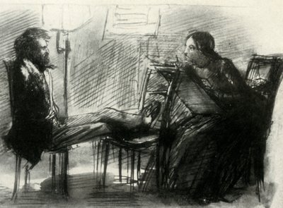 Elizabeth Siddal che disegna Rossetti, 1853 da Dante Gabriel Charles Rossetti