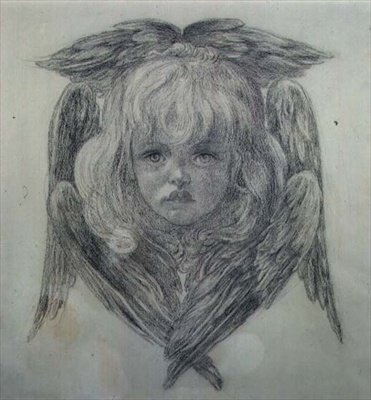 Studio per la testa di un angelo bambino in 