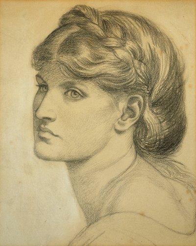 Studio di una testa per "Il prato del pergolato", 1872 da Dante Gabriel Charles Rossetti