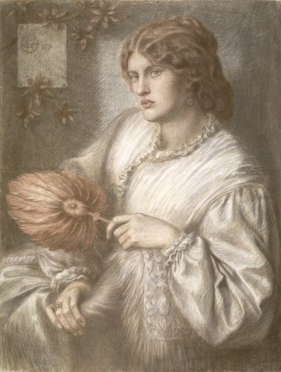 Donna con un Ventaglio, 1870 da Dante Gabriel Charles Rossetti
