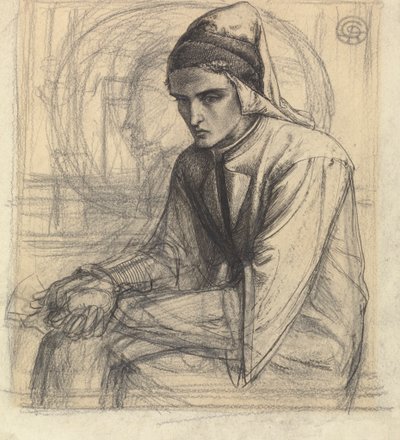 Dante in meditazione con un melograno da Dante Gabriel Rossetti