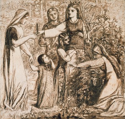Visione di Matilde che raccoglie fiori di Dante da Dante Gabriel Rossetti