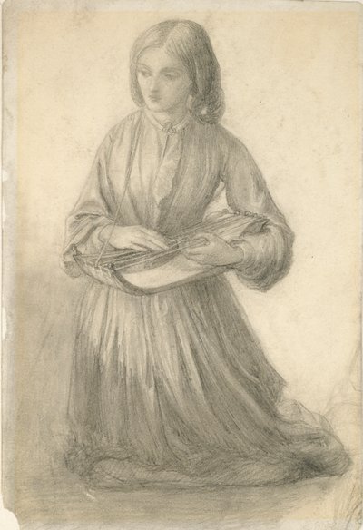 Elizabeth Siddal che suona uno strumento a corda da Dante Gabriel Rossetti