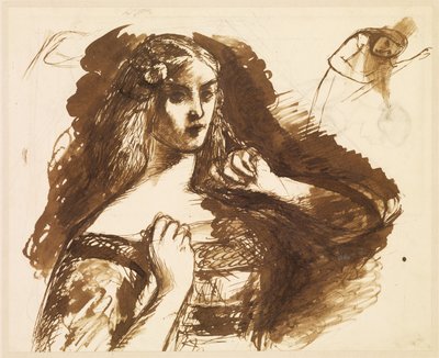 Schizzo a mezzo busto di una giovane donna da Dante Gabriel Rossetti