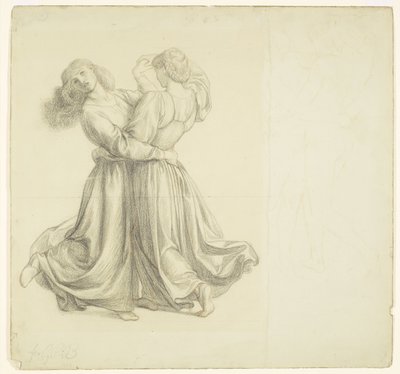 Il prato di Bower - Studio del drappeggio per il ballo delle due ragazze da Dante Gabriel Rossetti