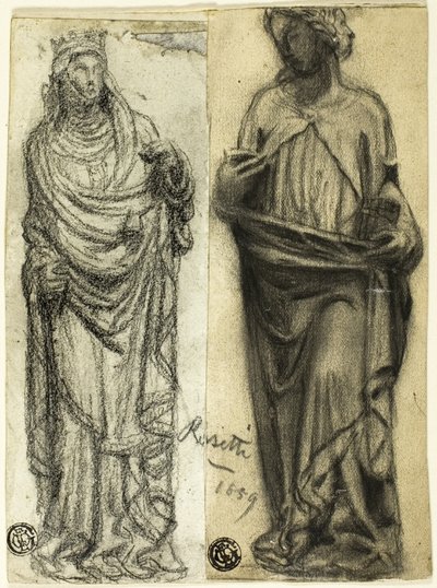 Due studi di scultura medievale da Dante Gabriel Rossetti