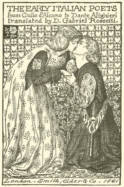 I Primi Poeti Italiani, disegno per una pagina del titolo da Dante Gabriel Charles Rossetti