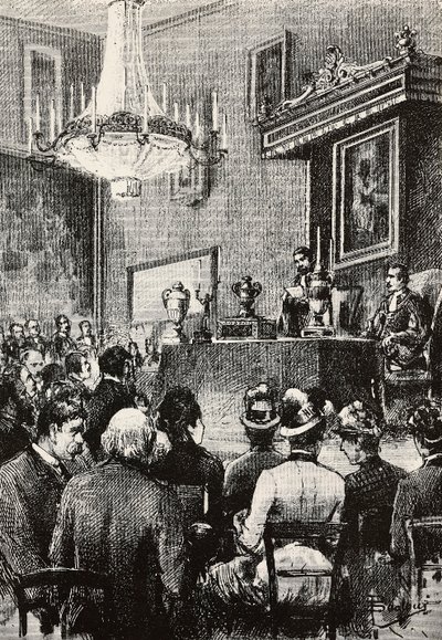 Elezione dei Reggenti nella Repubblica di San Marino, incisione da un disegno di Dante Paolocci, da L