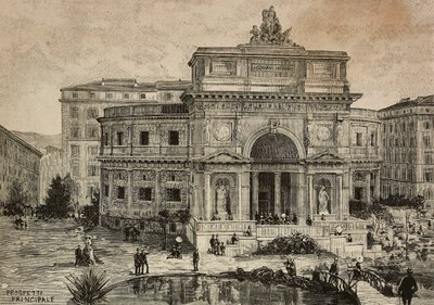 Grande acquario in Piazza Manfredo Fanti inaugurato il 29 gennaio, Roma, Italia, incisione di G Gamberoni da disegno di Dante Paolocci, da L