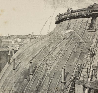 Cupola di lavaggio di Palazzo Montecitorio, Roma, Italia, incisione dopo disegno di Dante Paolocci, da L
