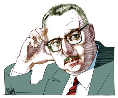 Giorgio Manganelli, 2021 (disegno digitale a matita colorata) da Dariush Radpour