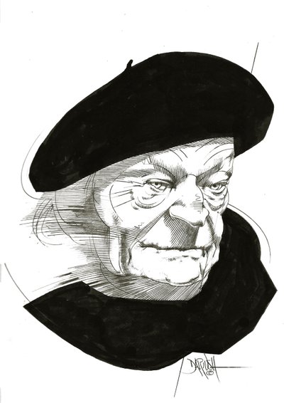 Giuseppe Ungaretti, 2024 (disegno a matita migliorato digitalmente) da Dariush Radpour
