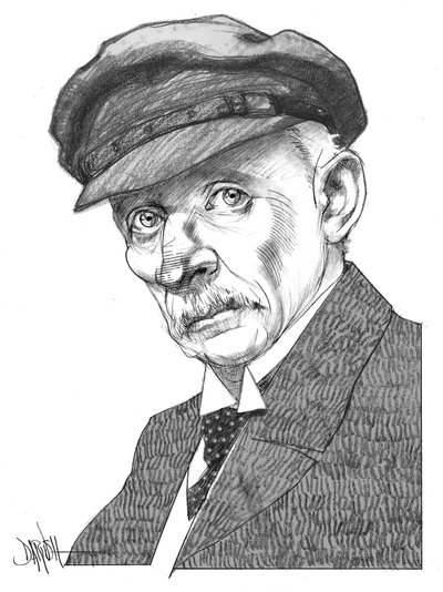 Gustav Meyrink, 2024 (disegno digitale a matita colorata) da Dariush Radpour