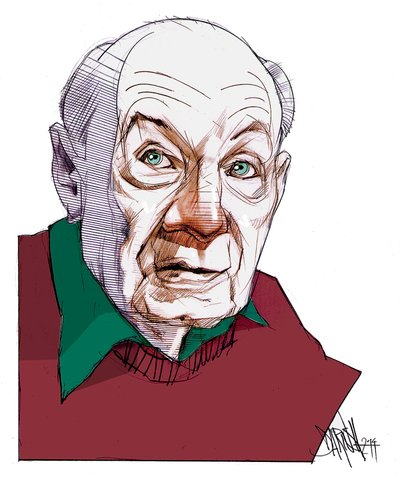 Gustave Thibon, 2014 (disegno digitale a matita colorata) da Dariush Radpour