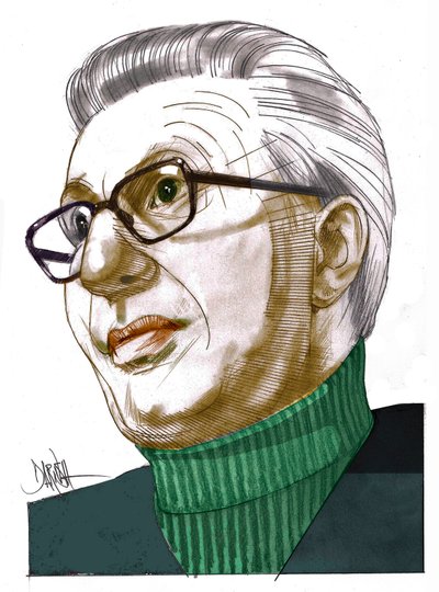 Piero Scanziani, 2022 (disegno digitale a matita colorata) da Dariush Radpour