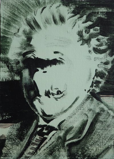 Einstein, 2013 (acrilico su tavola) da Darren Coffield