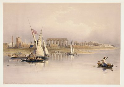 Rovine di Luxor dal Nilo, incisione basata su un disegno di David Roberts da David (after) Roberts
