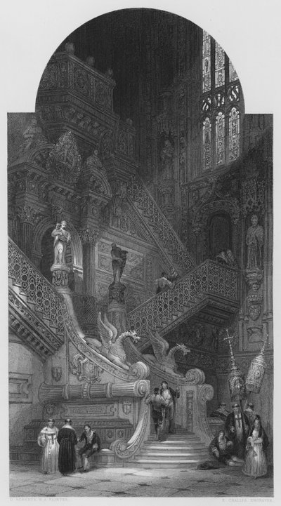 Interno della Cattedrale di Burgos, dal dipinto nella Galleria Vernon (incisione) da David (after) Roberts