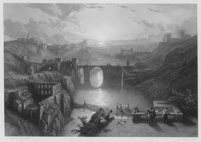 Il ponte di Toledo, dal quadro nella Collezione Reale da David (after) Roberts