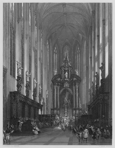 La Chiesa di San Paolo ad Anversa, dal dipinto nella Galleria Vernon (incisione) da David (after) Roberts