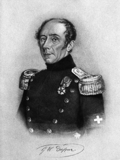 Ritratto di Guillaume-Henri Dufour (1787-1875), generale svizzero, ingegnere, topografo e co-fondatore del Comitato Internazionale della Croce Rossa, incisione da un disegno di Karl Friedrich Irminger (1813-1863) da John Ward Dunsmore