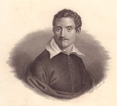 Ritratto del pittore italiano Domenico Zampieri, noto anche come Domenichino (1581-1641), incisione su rame di A Locatelli da John Ward Dunsmore